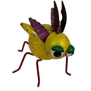 Metal Bumblebee Art Sculpture Yellow Green Red Purple Folk Art Steam Punk Whimsy